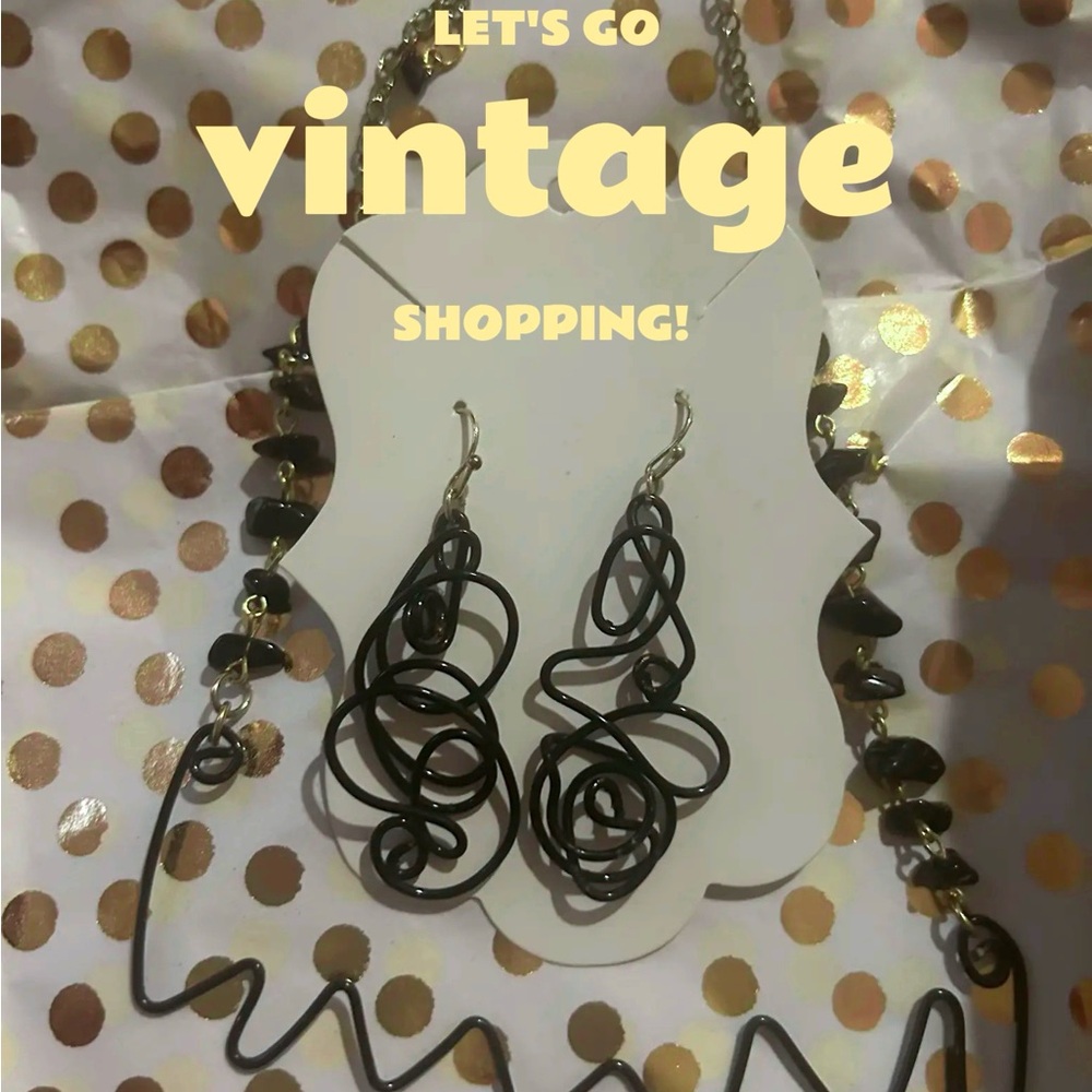 Black Swirl Earrings and necklace set